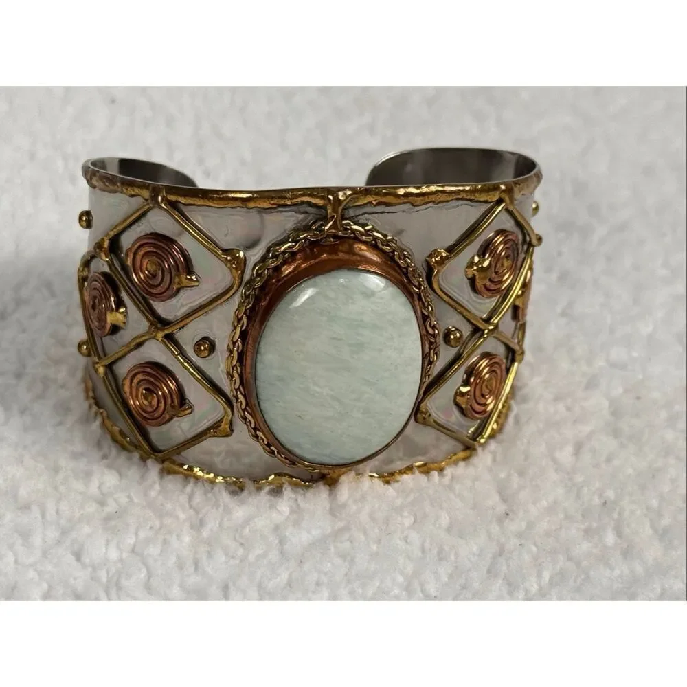Mixed Metal and Amazonite Stone Bracelet